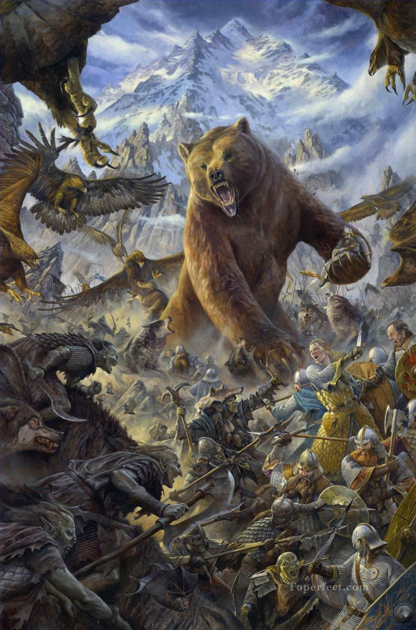素晴らしいクマの戦士油絵